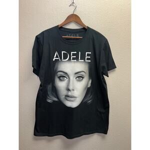 Adele Concert Shirt Live 2016 Graphic Black Short Sleeve Big Face Tour Tee Large
